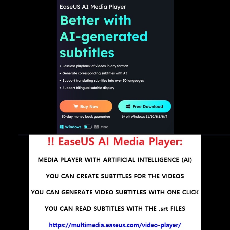 ‼️ 2025 05 24‼️ ✌👑 ‼️ VERY IMPORTANT: EaseUS AI Media Player: VERY GOOD MEDIA PLAYER WITH ARTIFICIAL INTELLIGENCE&nbsp;(AI)