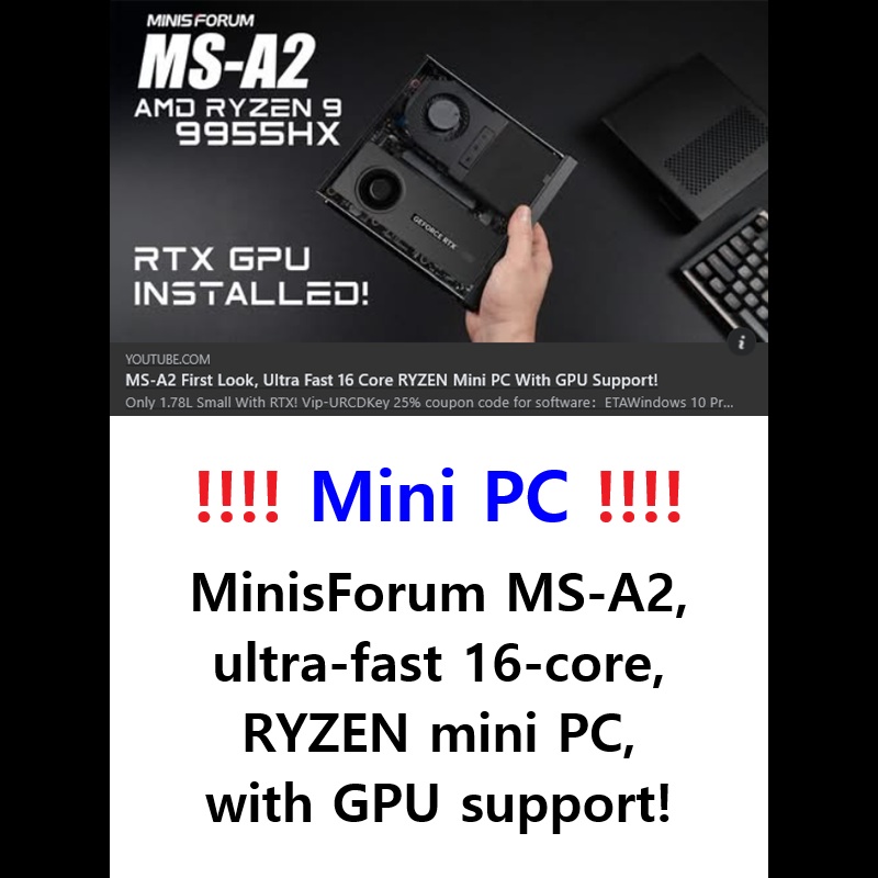 ‼️ MinisForum MS-A2, ultra-fast 16-core RYZEN mini PC with GPU&nbsp;support!