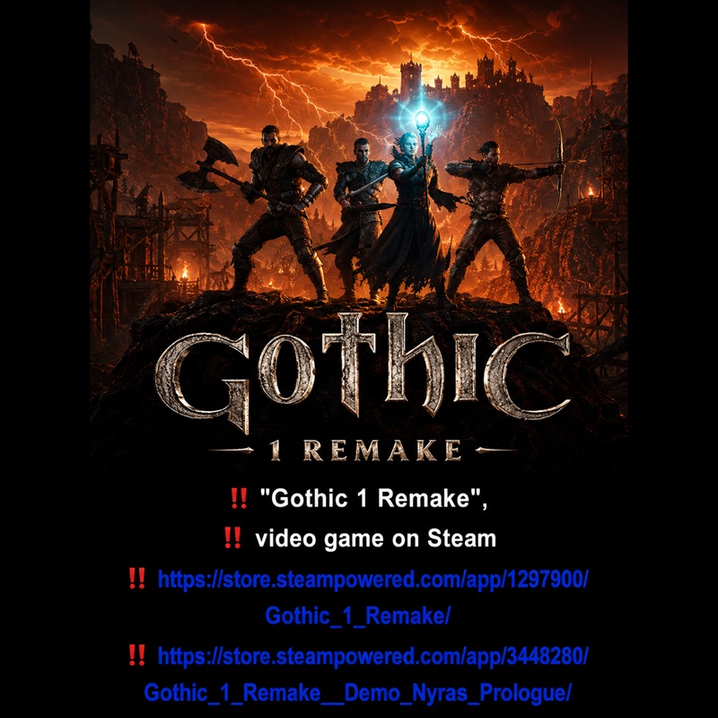 2026 06 06: VERY IMPORTANT: “Gothic 1 Remake” video game on Steam: NEW GAME ON STEAM: NEW RELEASE 2026 06 05 : THE NEW GAMES THAT SEEM INTERESTING ACCORDING TO ME : IN THE PURPOSE TO DISCOVER THE BEST VIDEO GAME DEVELOPERS: