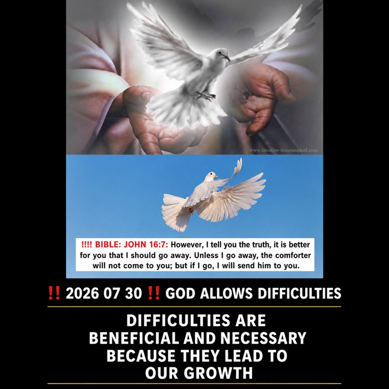 2026 07 30: VERY IMPORTANT: GOD ALLOWS DIFFICULTIES: DIFFICULTIES ARE BENEFICIAL AND NECESSARY BECAUSE THEY LEAD TO OUR GROWTH: